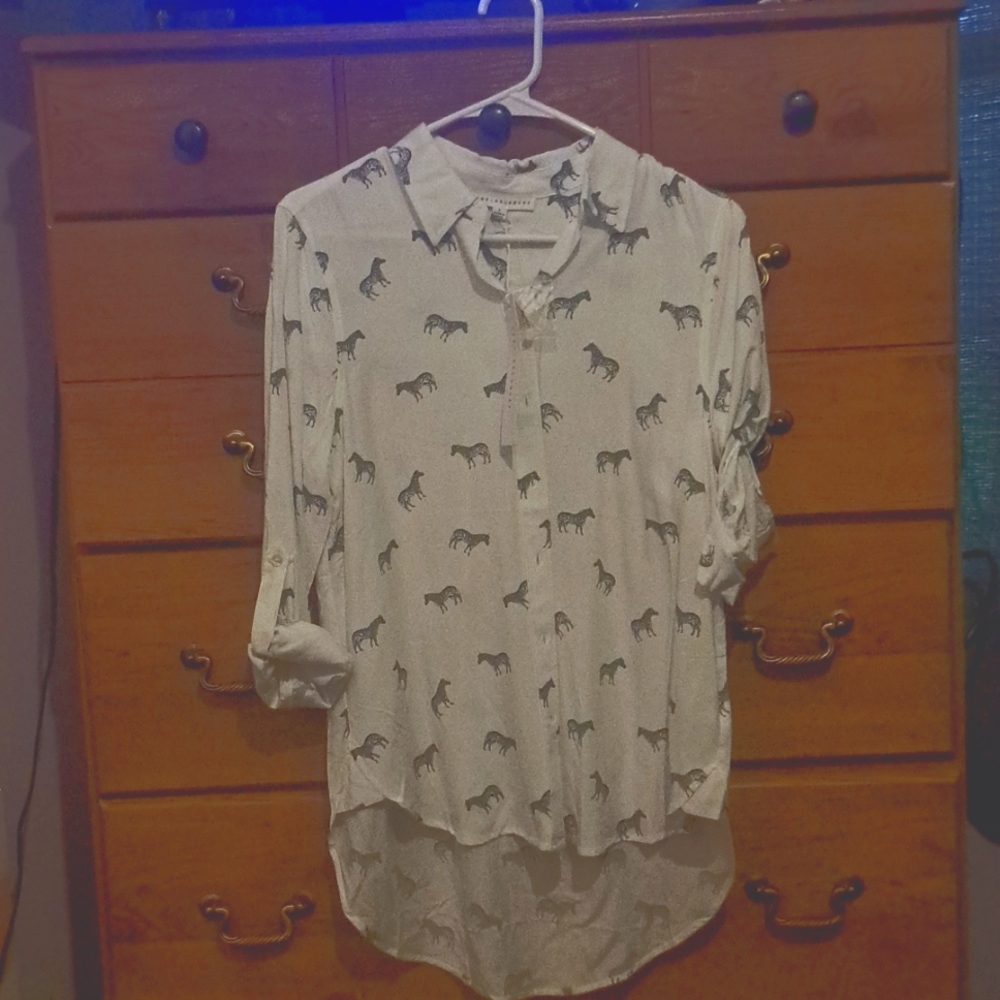 Women's zebra button up